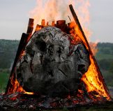 Charring 'Black Butt' by David Nash at Yorkshire Sculpture Park