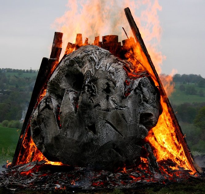 Charring 'Black Butt' by David Nash at Yorkshire Sculpture Park
